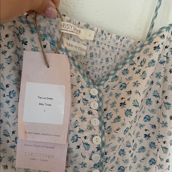 NWT Christy Dawn The Lia Blue Tulip Blue and White Floral Midi Dress large - Picture 9 of 17